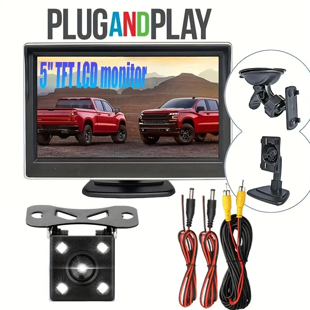 

DIY 5'' TFT LCD Screen Monitor And 4led Reversing Camera For Car Rear View Reverse Backup Parking