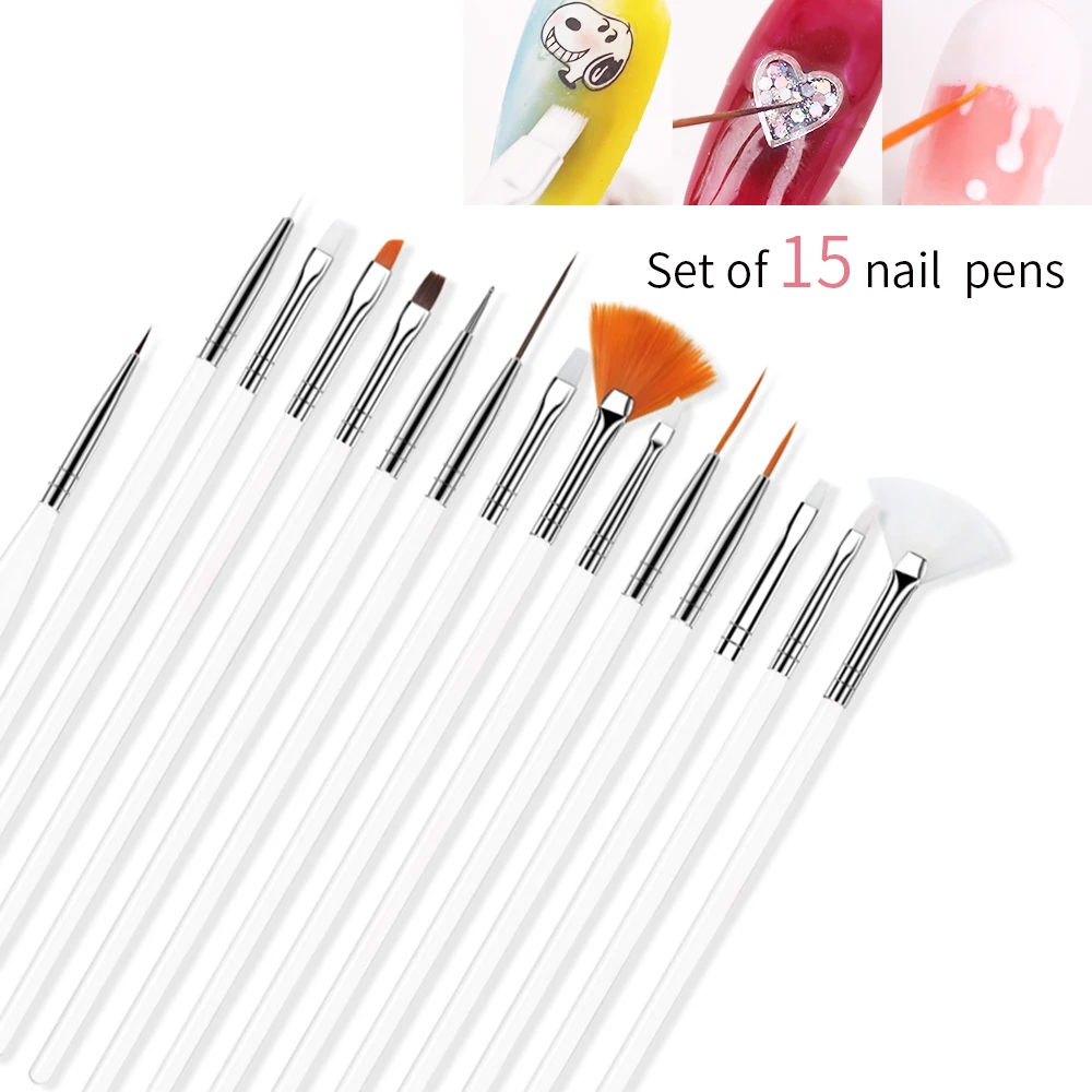 LULAA 15PCS Multifunctional Nail Art Brush Line Painting Pen Dotting Tools Nail Accessories And Tools Nail Brushes For Manicure image 4