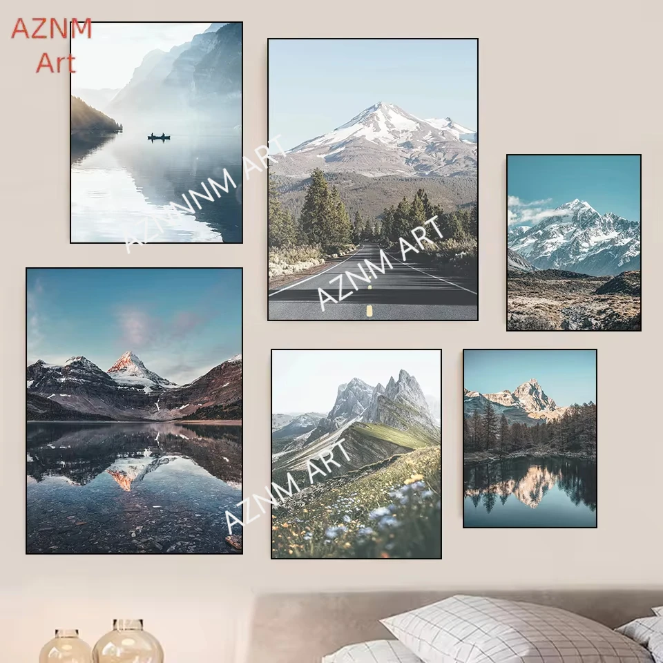 Natural Mountain Scenery Series Poster Print Canvas Pictures Home for Living Room Bedroom Wall Modern Decor Frameless Painting