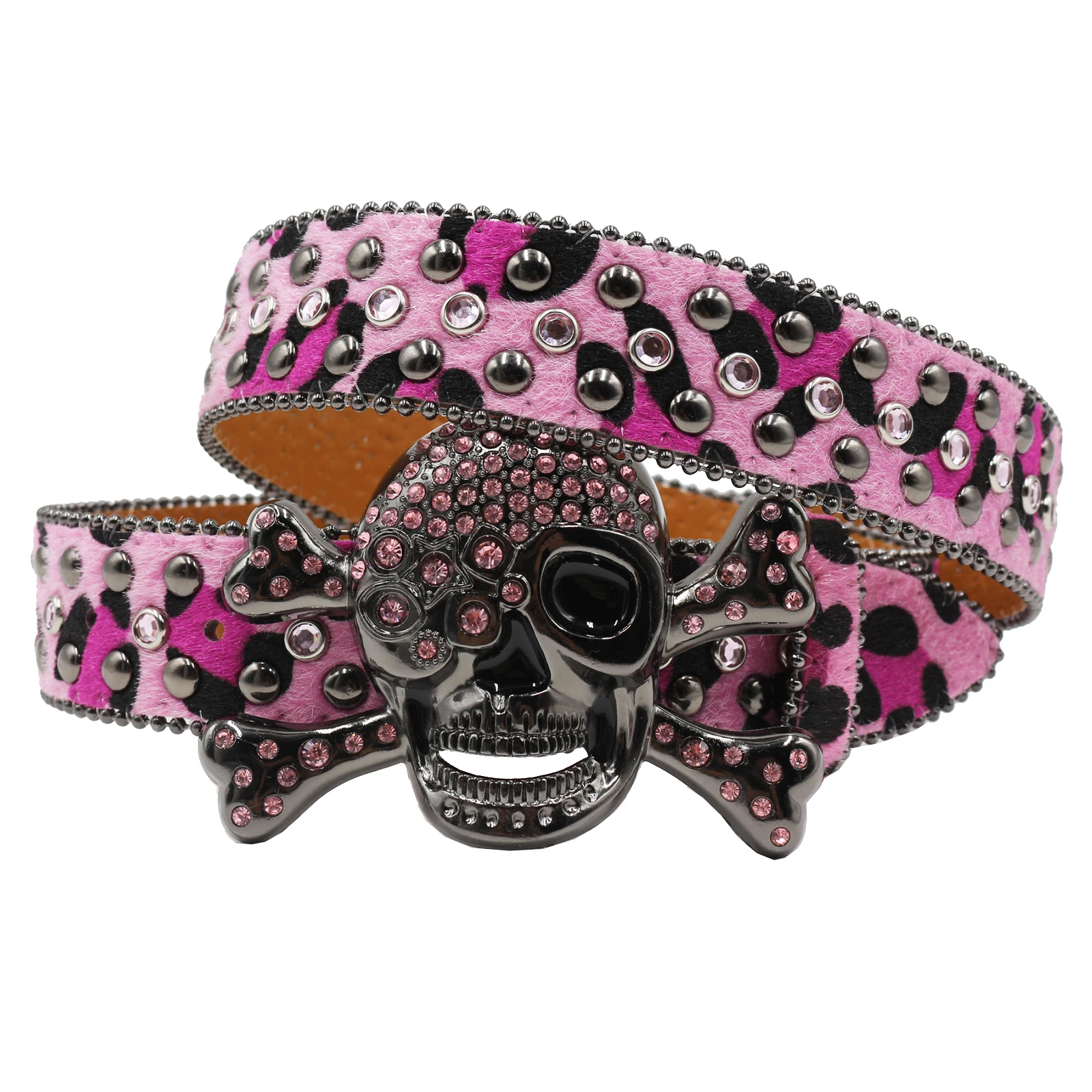 Leopard skull Hot Rhinestone Western Belt Fashion Studded Belts for Men Strap Diamond White Belts Cowgirl Cowboy For Jeans