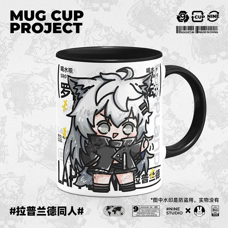 Anime Game Arknights Cosplay Lappland Saluzzo Merch Cup Cute Ceramic Print Coffee Milk Tea Juice Mug Gift Spoon with Lid Kawaii