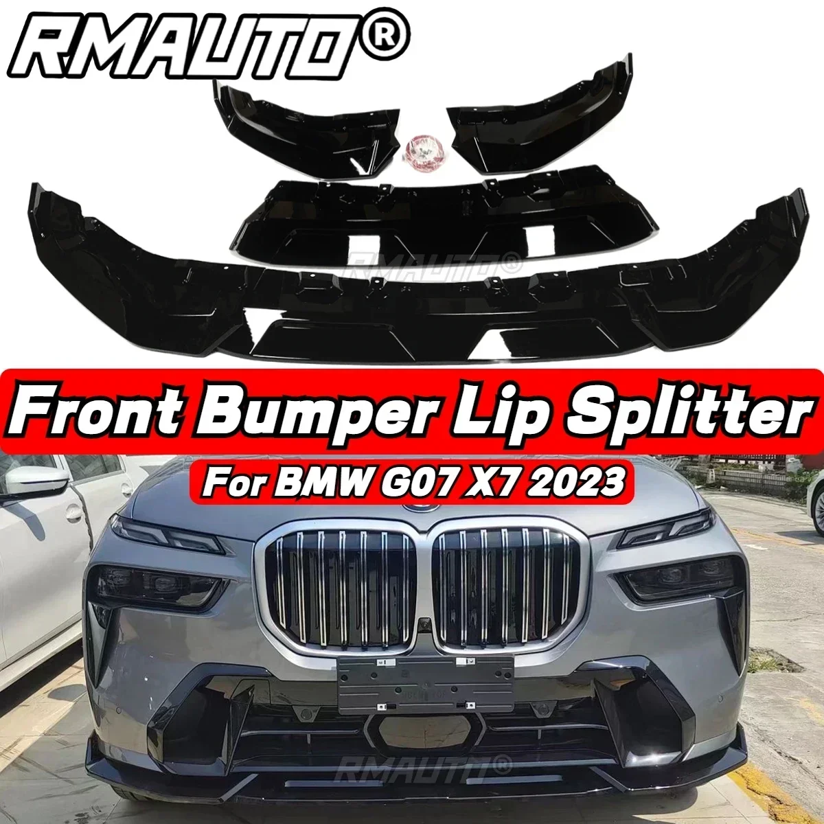 3Pcs/Set Car Front Bumper Spoiler Splitter Lip Side Wing Bumper Protector Guard Diffuser For BMW G07 X7 2023 Front Lip Body Kit