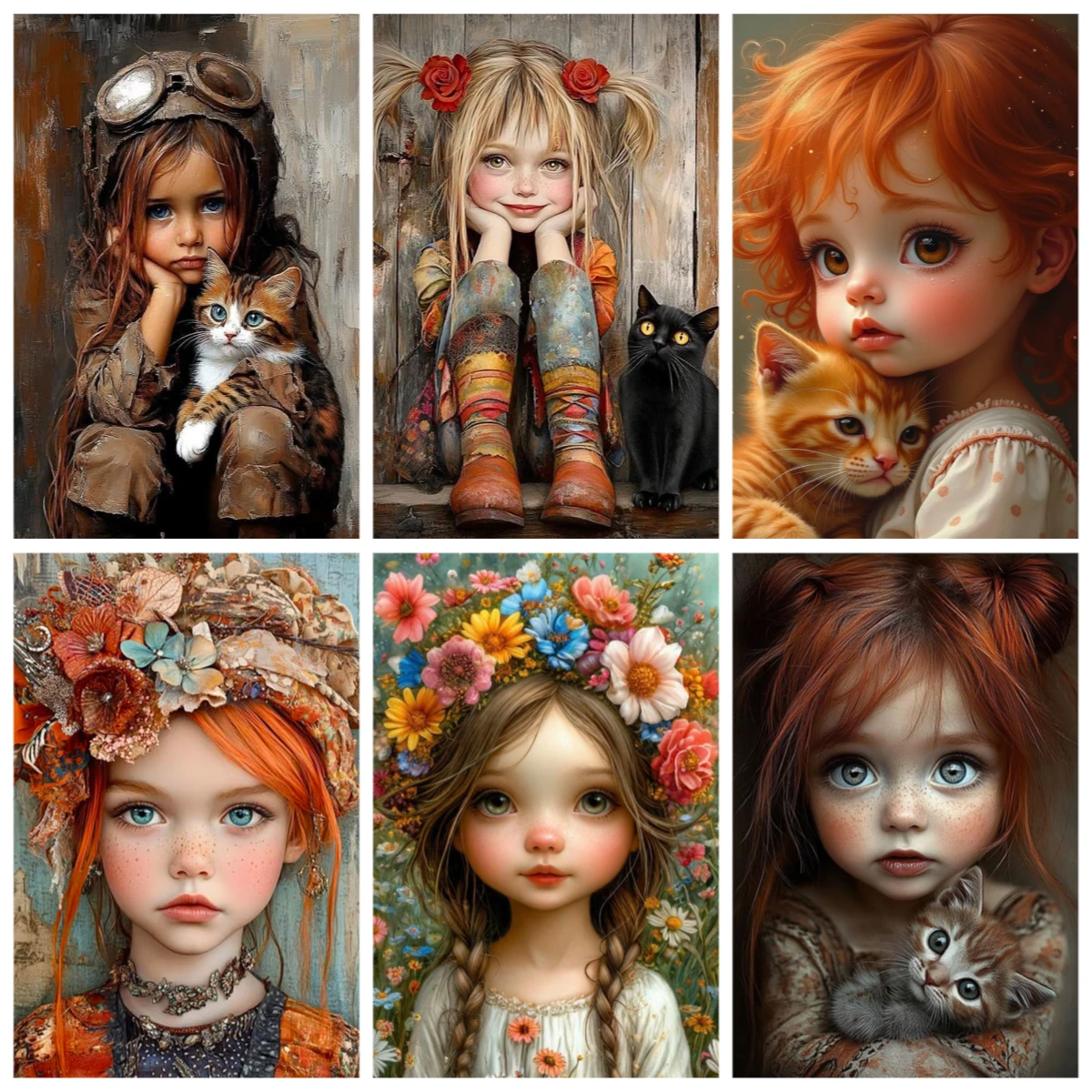 

Набор для рисования маслом по номерам, коллекция SNew, милая девушка и кошка, бабочка, сделай сам, картины по номерам, домашний декор