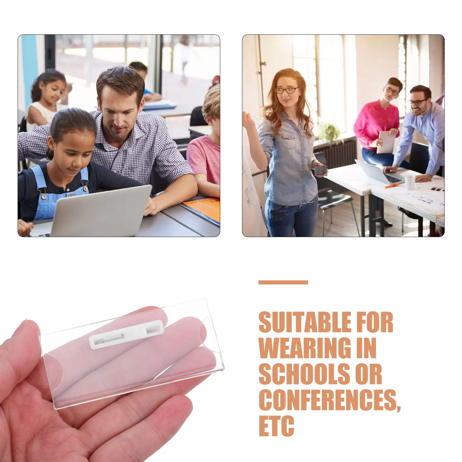 10 قطعة شارات الصدر الاكريليك سطح أملس للمدرسة مكتب اجتماع اسم شارة أصحاب الطلاب الموظف بطاقة الهوية حالات #3