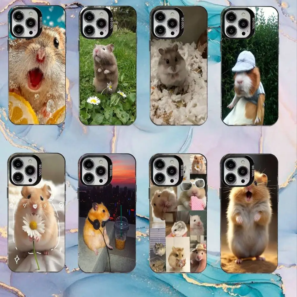 

Cute Animal Hamster Phone Case For iPhone17,16,15,14,13,12,11 Plus,Pro Max Black Candy Matte Shockproof Cover