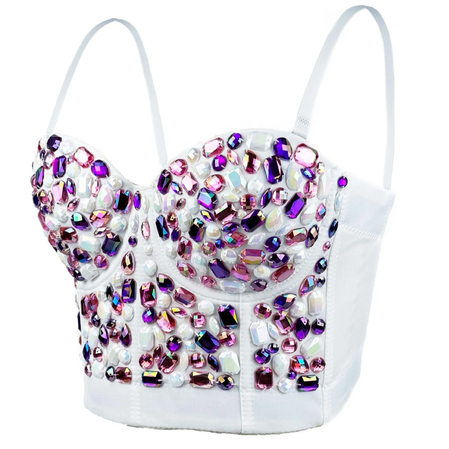 Colorful Acrylic Straps Bustier - Sexy Underwire Corset Top for Parties & Stage Performances Boning for Clubbing Underbust