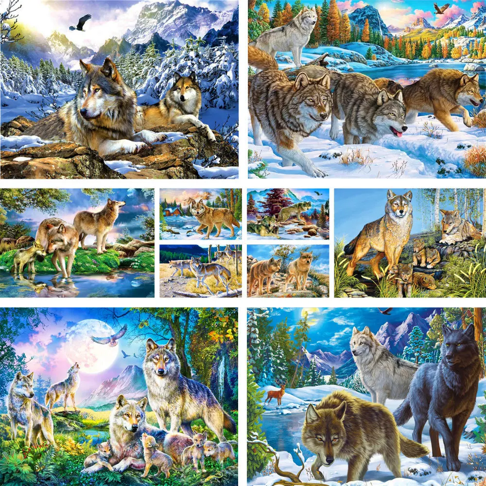 Animal Wolf Painting By Numbers Package Oil Paints 40*50 Canvas Painting Home Decoration Crafts For Adults For Drawing Handiwork