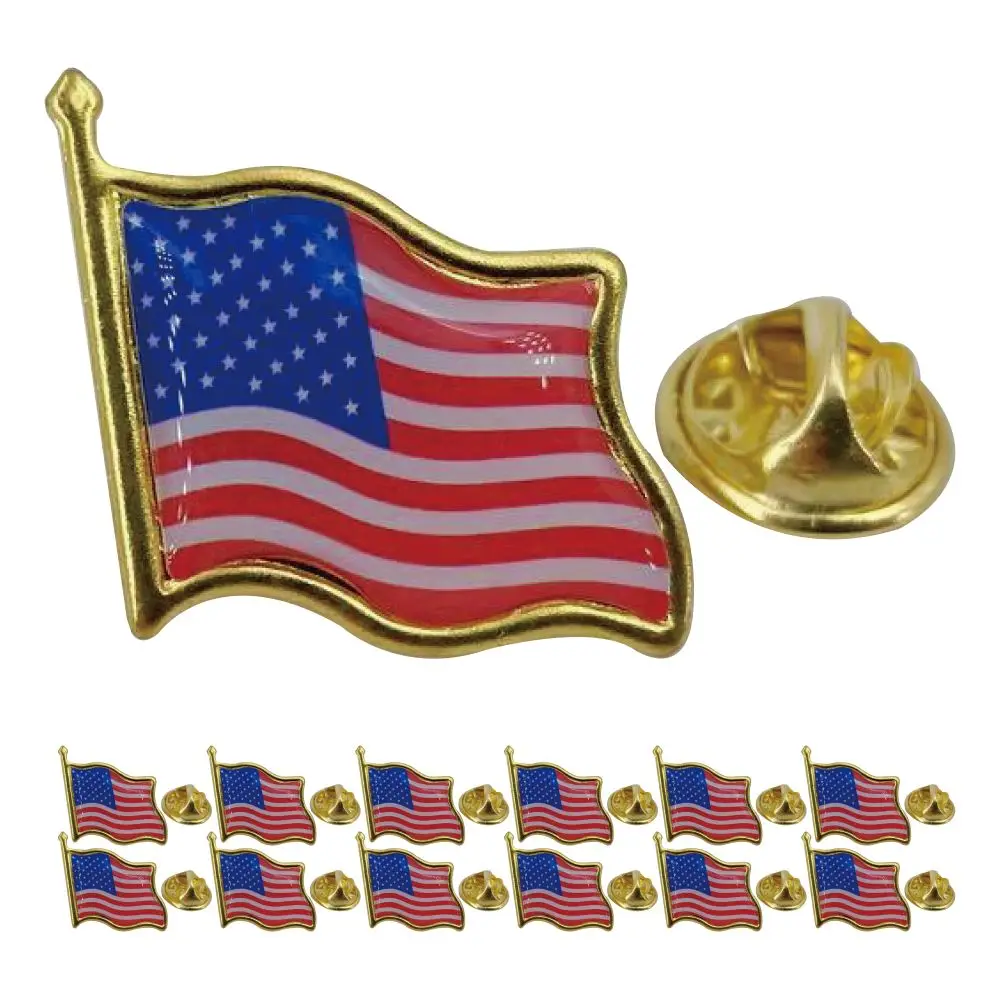 USA Flag Lapel Pins - Solid Metal Patriotic American Flag Brooch, 0.8 Inch US Flag Pin Badge for Suit Jacket Blazer Lapel