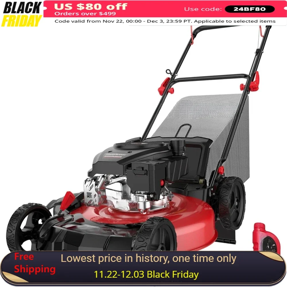 21 in. Lawn Mower, 144 Cc 4-Cycle Engine 3-in-1 Rear Bag, Mulch and Side Discharge, 6-Position Height Adjustment, Lawn Mower