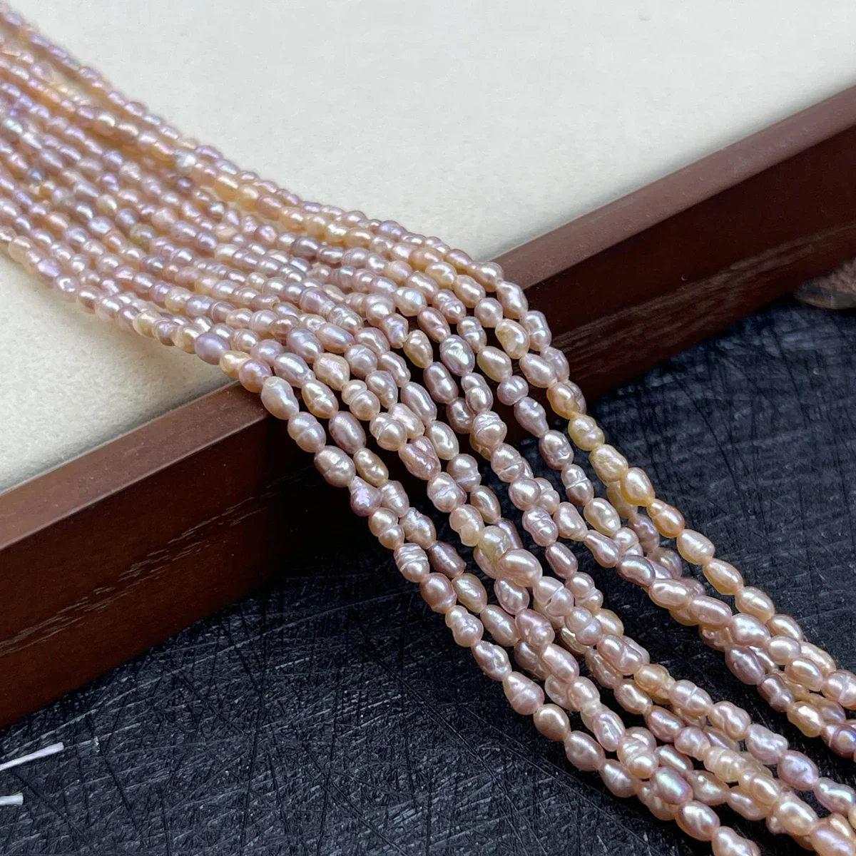 2-3mm AA Natural Freshwater White Purple Rice Sparkle Pearl Bead Jewelry Make DIY Necklace Bracelet Accessories Women Wedding