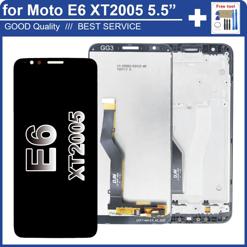 Testowany wyświetlacz LCD do Motorola Moto E6 2019 XT2005 Wyświetlacz LCD Ekran dotykowy Digitizer do Moto E6 XT2005-1 Zamiennik LCD z ramką