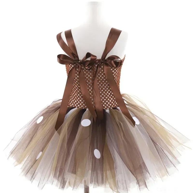 فستان Deer Tutu فساتين عيد الميلاد للفتيات مع عصابة رأس للأطفال في الهالوين زي طفلة الأميرة الأيائل الرنة للعام الجديد