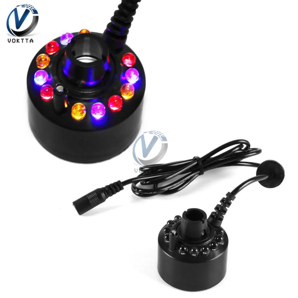 12 LED kolorowe Super ultrasoniczny dyfuzor Fogger mgła fontanna staw Atomizer nawilżacz Atomizer głowica do spryskiwacza akcesoria