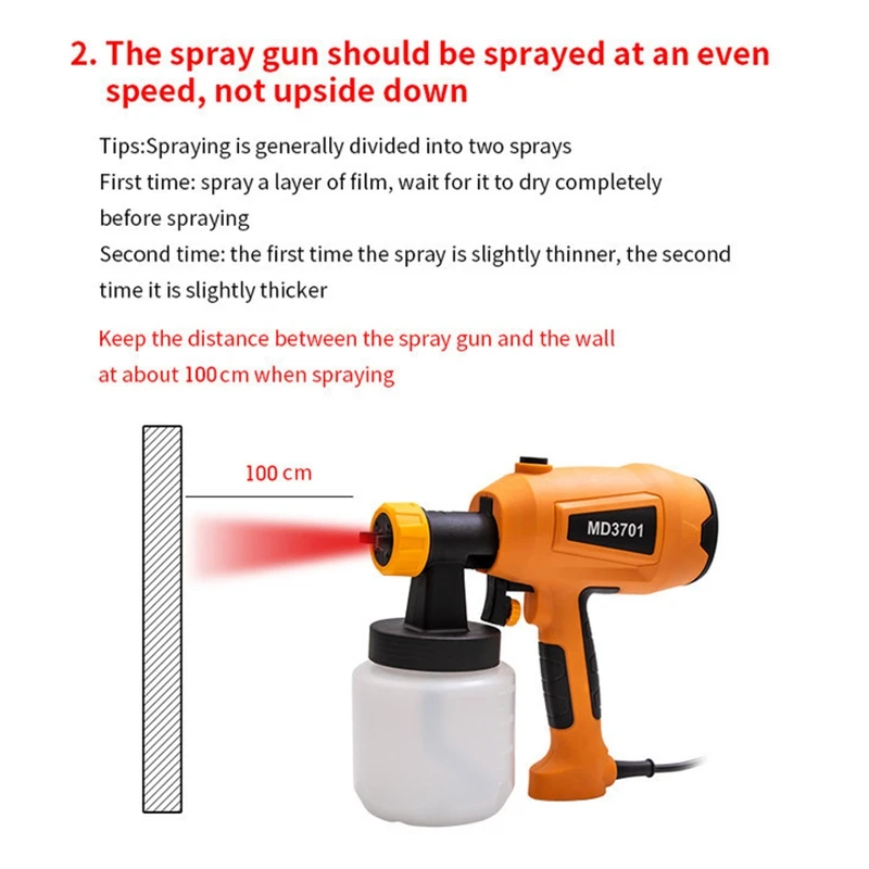 Paint Sprayer, 550W High Power HVLP Spray G-Un, Easy To Clean, With 4 Nozzles For Furniture Cabinets Fence Car US Plug