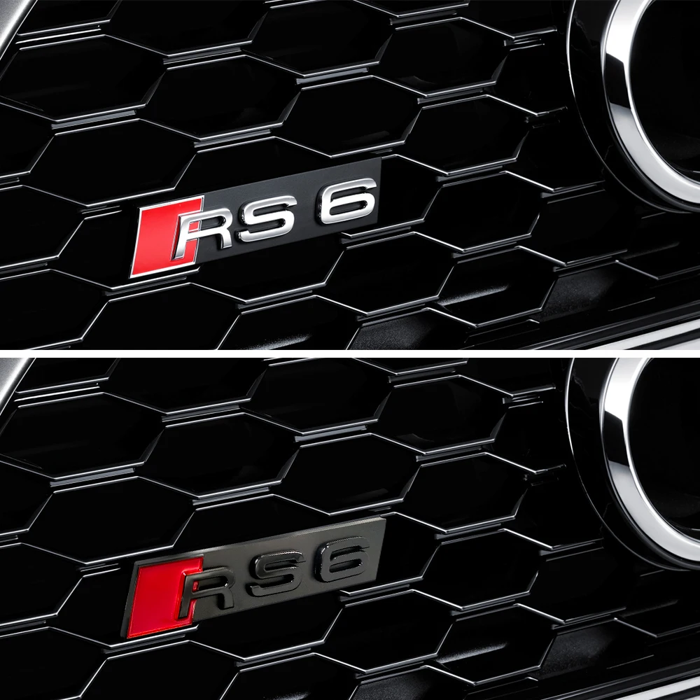 3D ABS RS3 RS4 RS5 RS6 RS7 RS8 Emblem Car Front Grille Badge Tuning Accessorie for Audi A1 A3 8P A4 B5 B6 B7 B8 A5 A6 C5 C6 C7 S