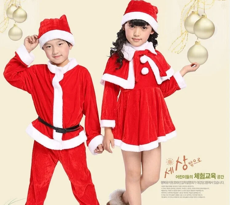 Disfraz de Papá Noel para niño y niña, traje de Navidad para padre, ropa de Año Nuevo, conjunto de vestido para niño y niña pequeña