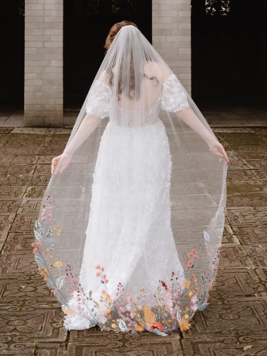 

Flower Veil Long Floral Wedding Veils