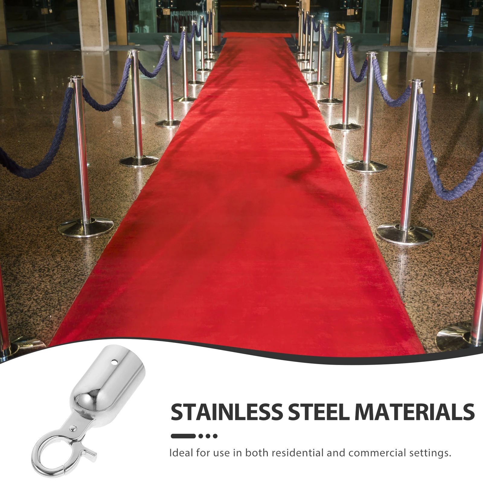 

4 Pcs Stainless Steel Railing Lanyard Cord End Caps Hook Barrier Rope Fittings Guardrail Accessories Snap Hook Crowd
