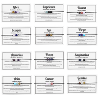 Handmade 12 Constellation Sign Natural Stone Bracelet for Women Aries Leo Hand Braid Cardstock Bracelet Jewelry Birthday Gift