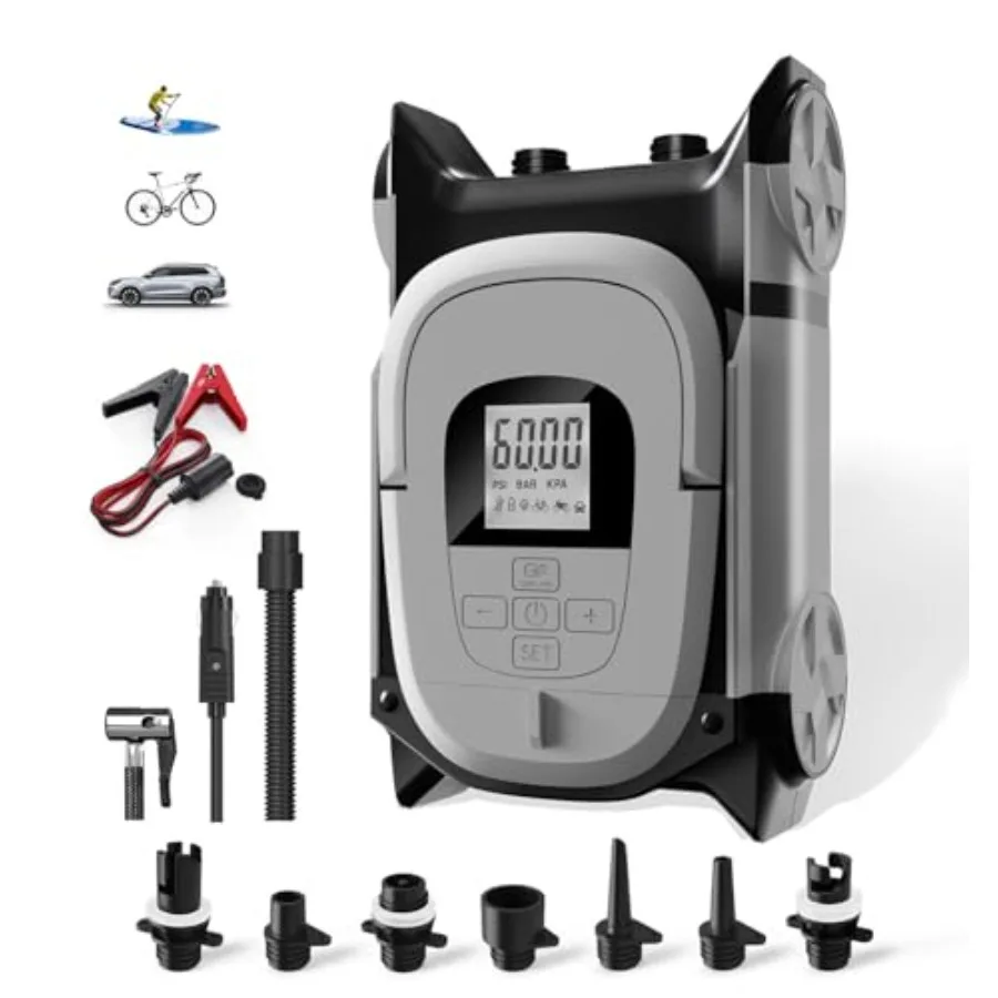 

Paddle Board Pump Electric with Auto-Off Function Dual Motor for Inflatable SUP and Boat Portable Electric Air Pump for Paddleb