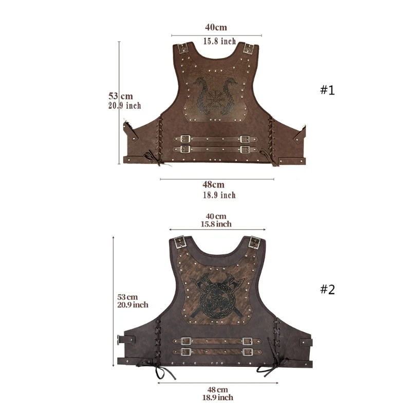 Nouveau Viking en cuir PU pour hommes, gilets de poitrine en cuir de chevalier, boucliers médiévaux cosplay, manteau jerkin, halloween weens, 2023