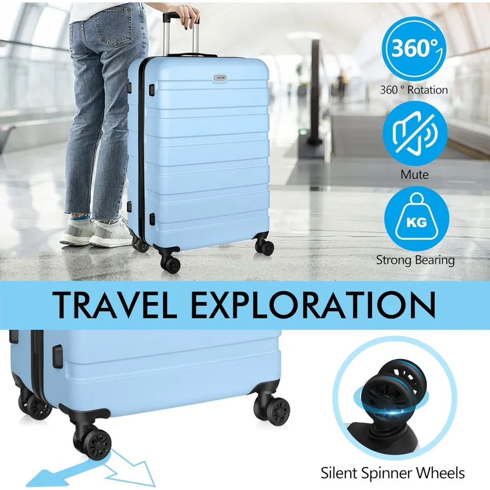 حقيبة ABS صلبة خفيفة الوزن مع 4 عجلات، قفل TSA، كبيرة 28 بوصة، مثالية للسفر وتخزين الأمتعة #3