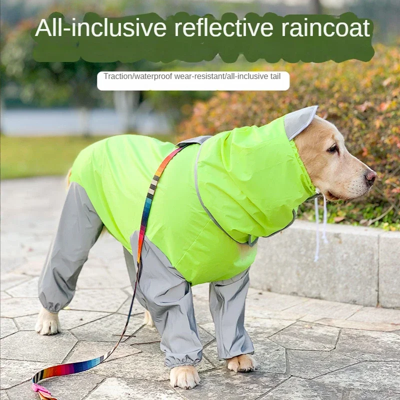 

Dog Raincoat Labrador Medium-sized Large Dog Pet Clothes Four-legged Waterproof All-inclusive Poncho Pet Clothes Dog Coat