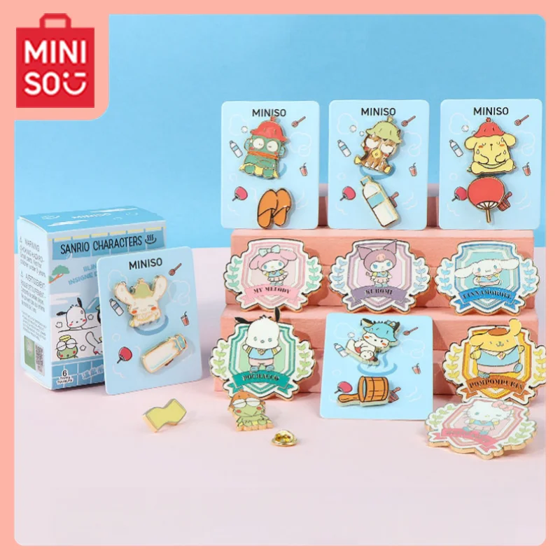 

MINISO Kawaii Sanrio аниме мультфильм Cinnamoroll Hello Kitty Kuromi горячая весна униформа серии слепая коробка значок прекрасный аксессуар