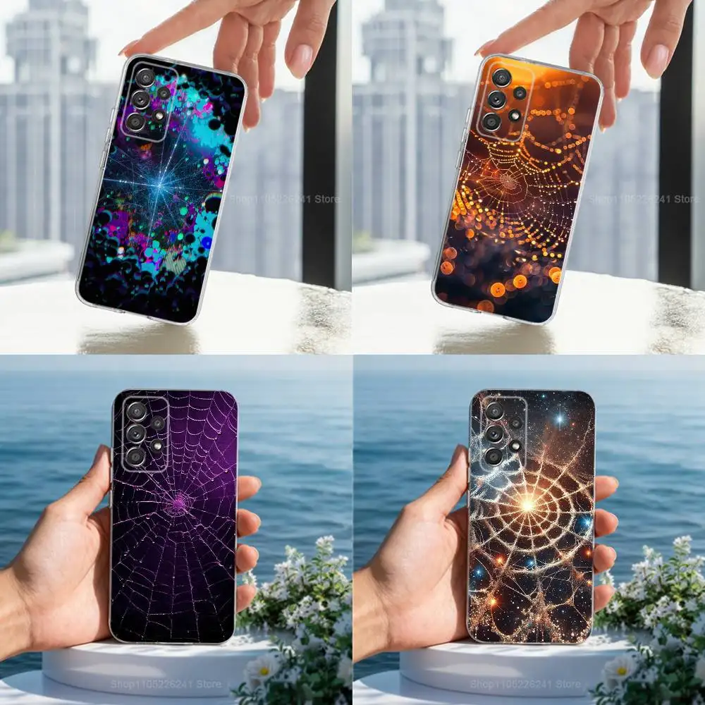 

Spider Web Art For Samsung A30,71,51,S9,10,20,Ultra,S22,23,21,PIus,FE,Lite,Transparent, Silicone Case