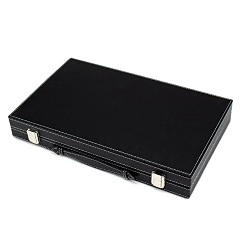 Jogo de tabuleiro clássico com estojo de couro dobrável, pacote de presente, conjunto de jogo de gamão de estratégia de viagem portátil para adultos