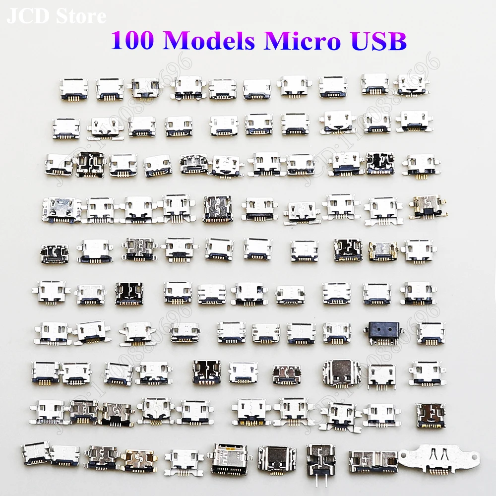 100 Models Charging Connector Micro Usb Jack For Samsung ASUS SONY HP HTC ZTE Huawei Xiaomi Redmi Lenovo OPPO Meizu Etc.