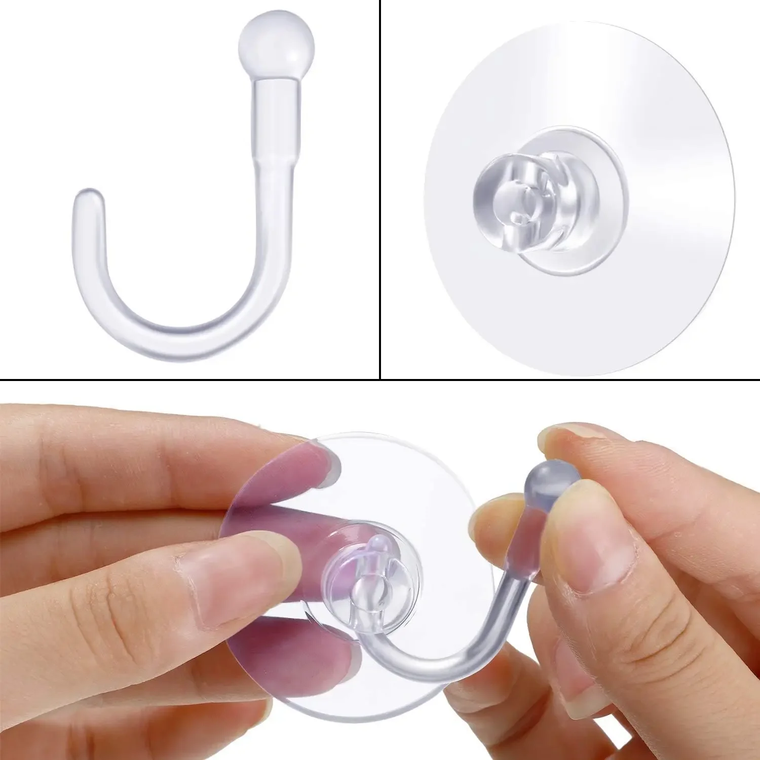 10/5Pcs Suction Cup Hooks No Drilling Transparent Suction Cup with Plastic Hooks for Windows Kitchen Bathroom Wall Hooks Storage