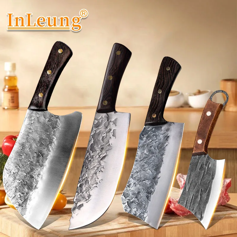 Handmade Forged Kitchen Knife Butcher Meat Chopping Cleaver for Meat Fish Filleting Slicing Sharp Wooden Handle Kitchen Knives