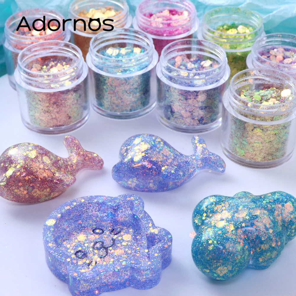 Mermaid Iridescent Sequins Epoxy Resin Filling Sparkly Chunky Glitter Flakes Silicone Molds Filler DIY Jewelry Making Materials