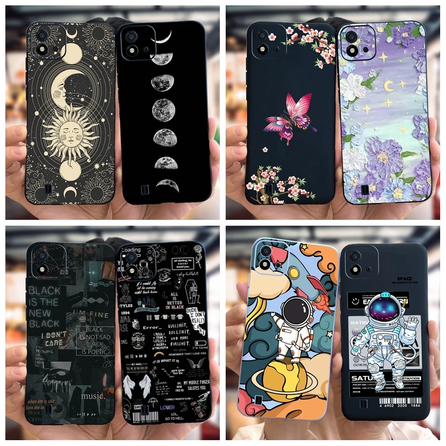 For Realme C11 2021 Case Cute Astronaut Phone Case Matte Soft Silicone Back Cover For Realme C11 RMX2185 RMX3231 C20 C20A Bumper