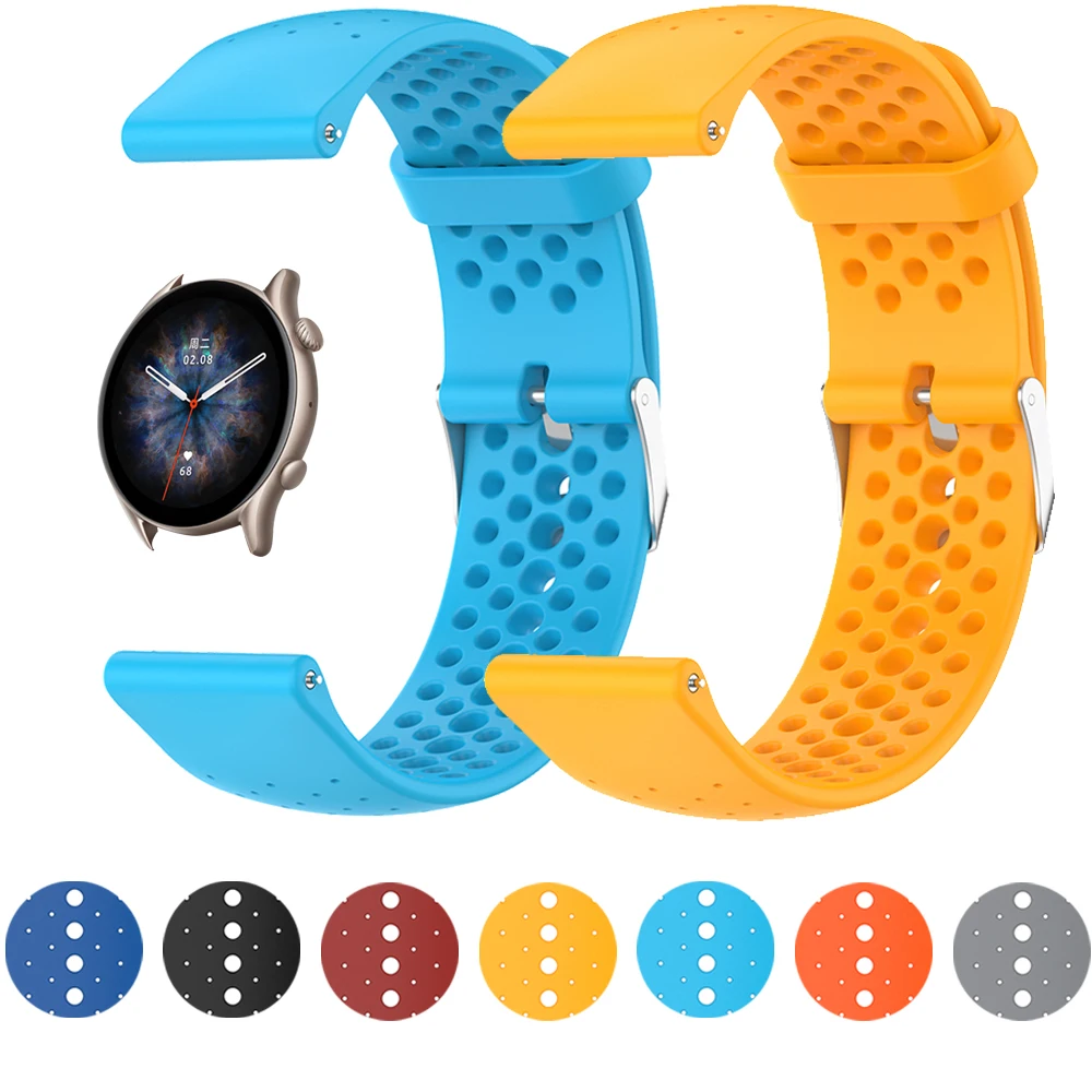 

20mm 22mm Silicone Strap For Huami Watch Amazfit GTR 3 Pro 2 2e 47mm 42mm Band Stratos GTS 2 Bip s Pace Sport Replace Wristbands