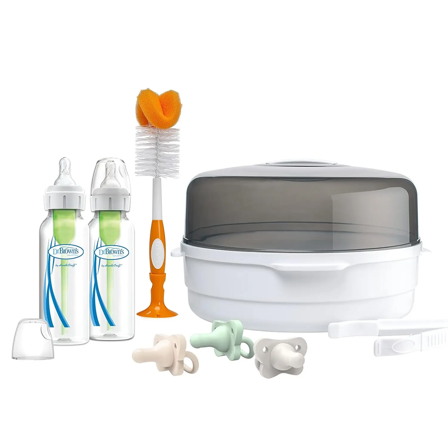 

Набор Natural Flow Anti-Colic Options+ для стерилизации в микроволновке с сосками HappyPaci в подарок
