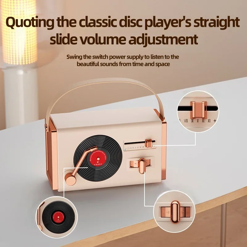 Wireless Bluetooth Caixa De Som Retro Creative Mini Portable Vinyl Record Player Desktop Noise Cancelling Speakers Plug-in Drive