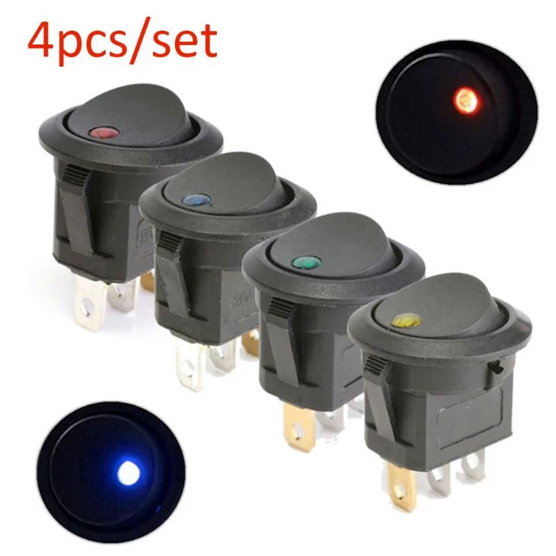 

12V Round Rocker Switch ON-OFF 2 Position 3 Pins Waterproof LED Light Dot Boat Toggle Switches