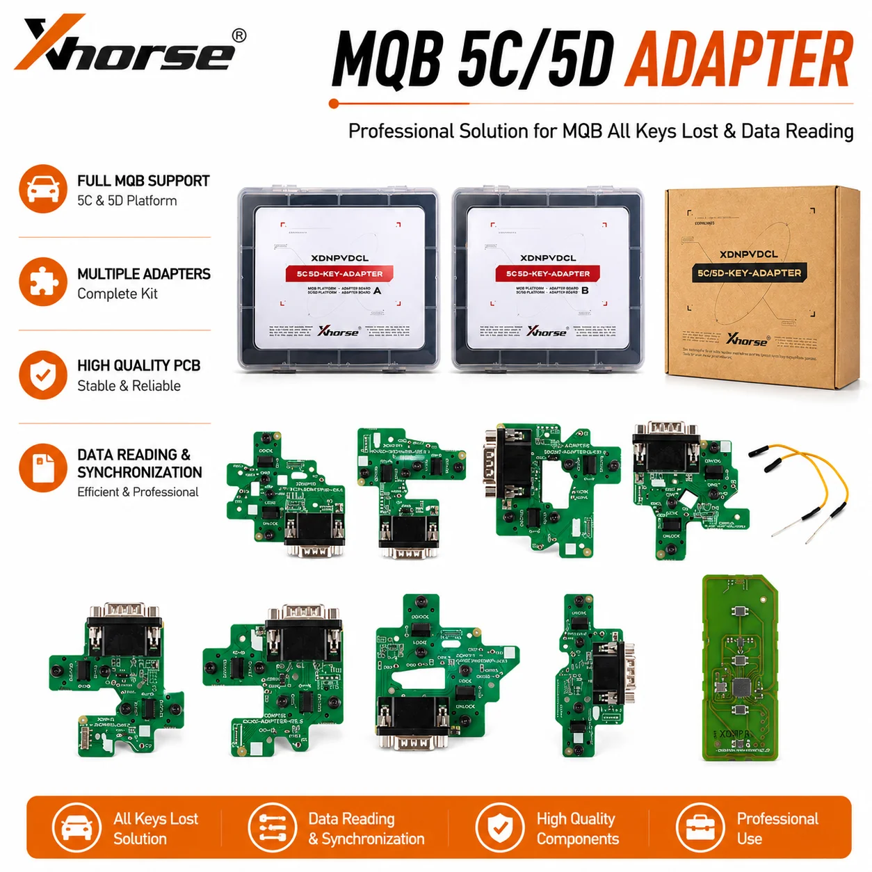 Xhorse XDNPVDGL MQB 5C/5D Solder Free Adapter Set for VW Audi Skoda Dashboard Read Write VVDI Key Tool Plus Multi Prog Programme