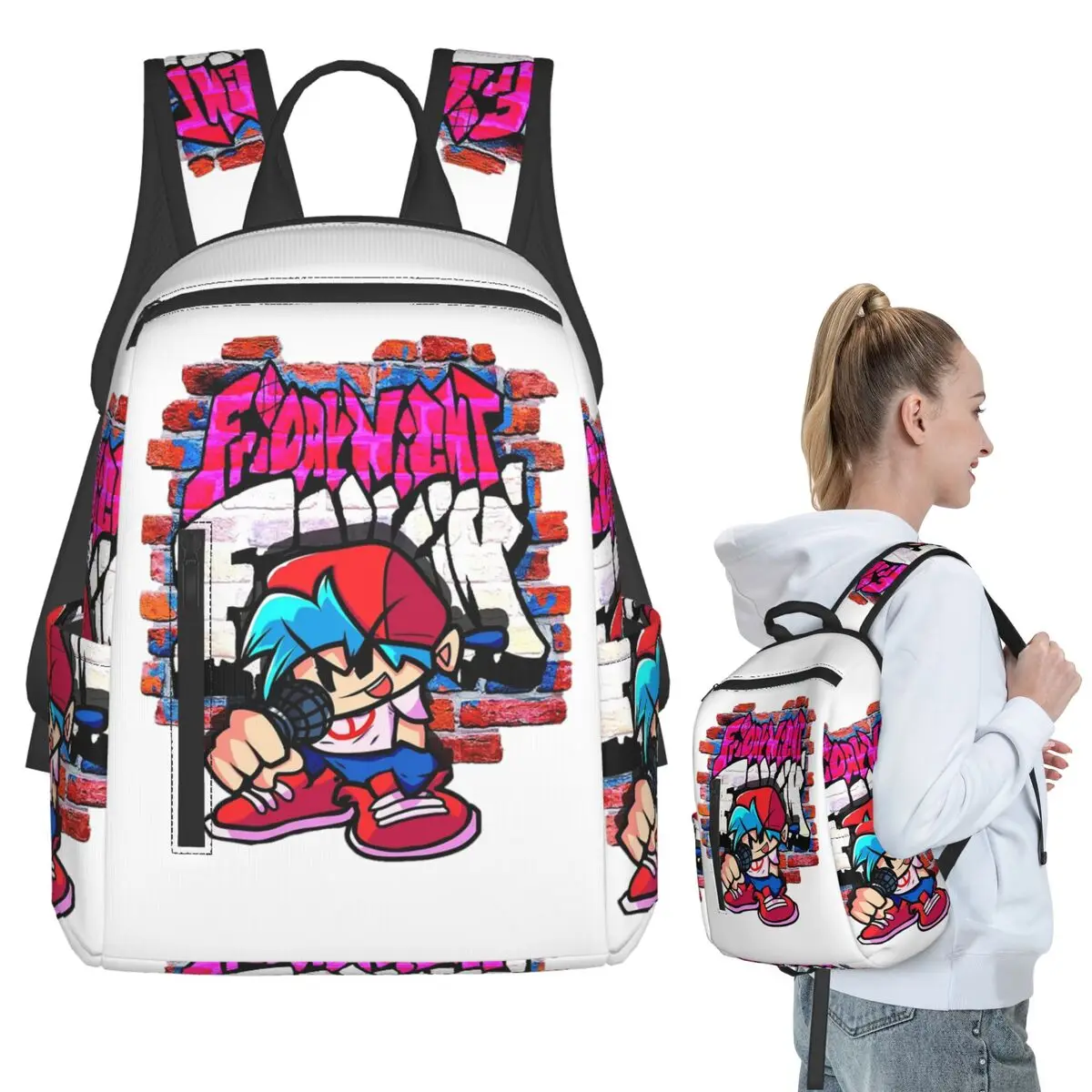 

Бойфренд FNF. Рюкзак с имитацией кирпичной кладки, школьная сумка для детей, сумка для ноутбука, сумка через плечо для мальчиков и девочек