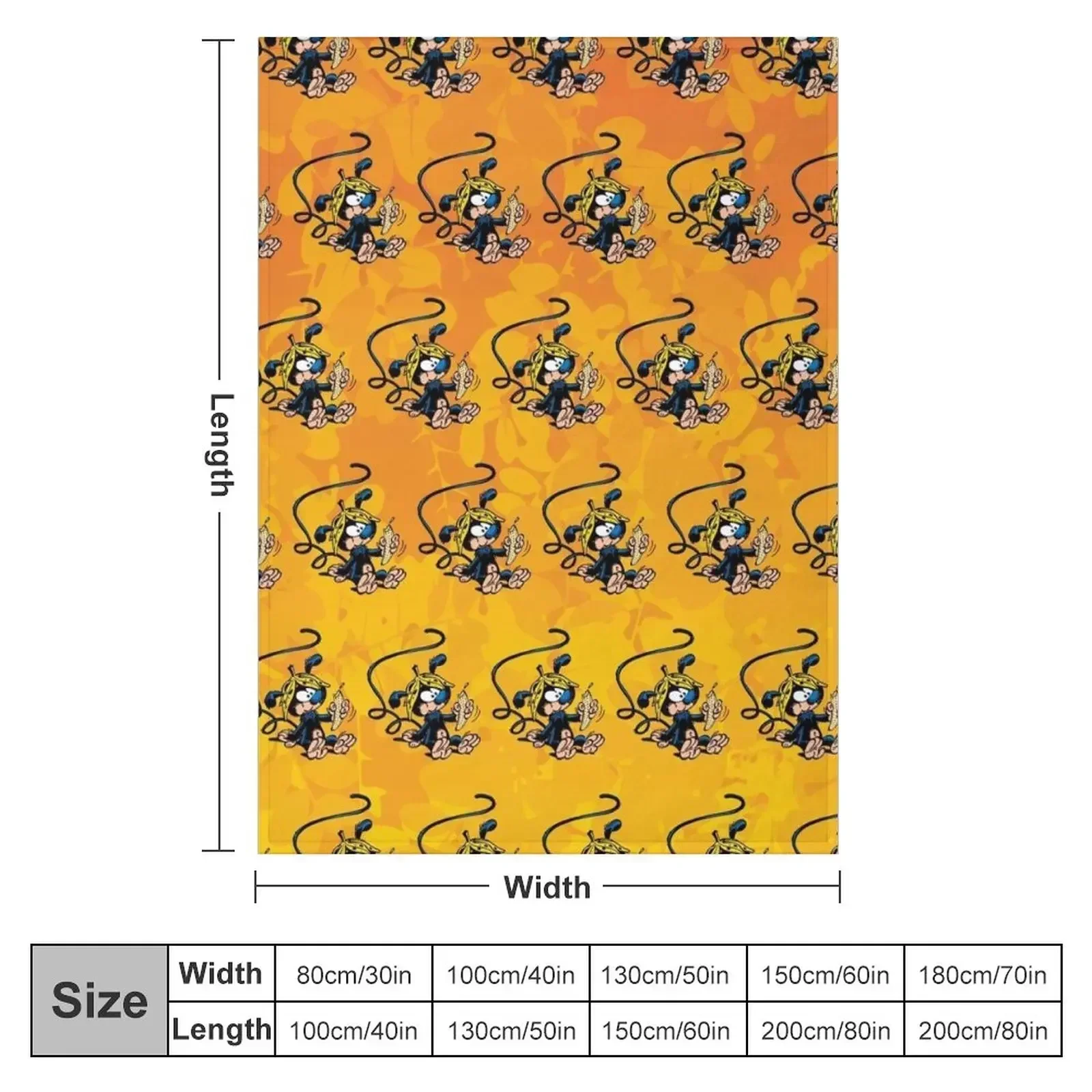 Marsupilami baby eating banana / Orange design / Pattern Throw Blanket Single Thermal funny gift manga Large Blankets
