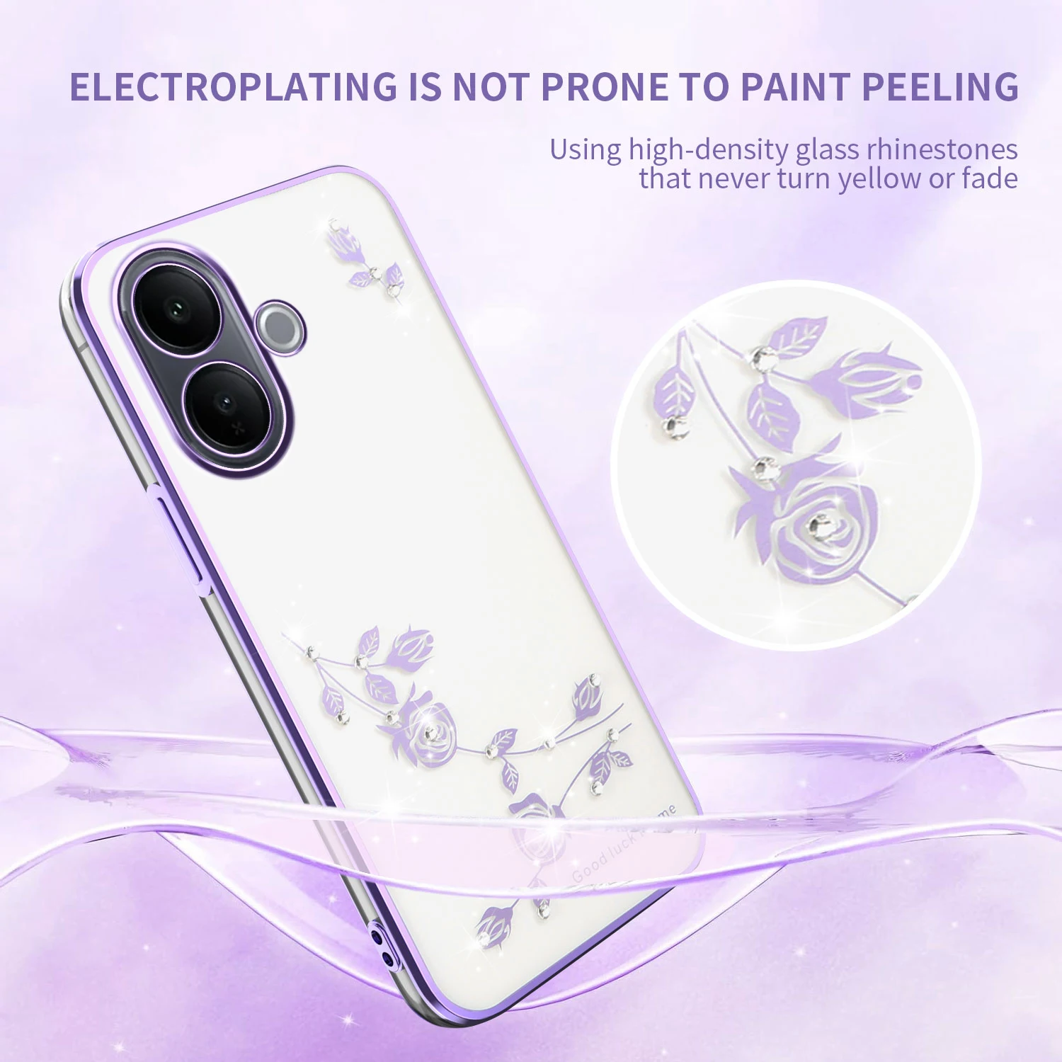 

For VIVO V60 lite Case Luxury Electroplating Silicone Everlasting Flower TPU Back Cover For vivo v60 Lite Shockproof Funda