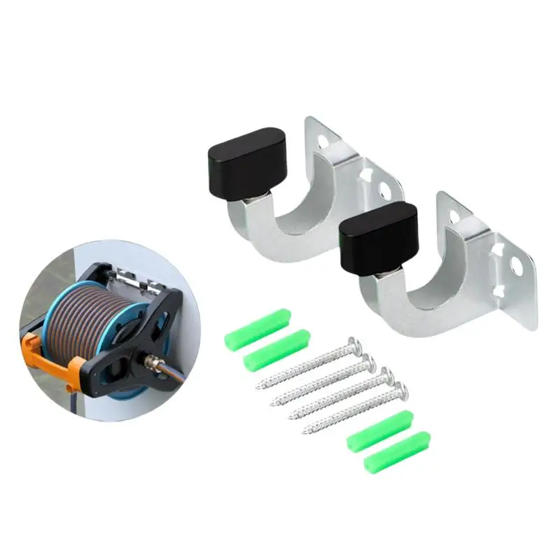 Galvanized Garden Hose Holder Wall Mount Sturdy Hose Reel Hangers Space Saving Storage For Outdoor Yard Use