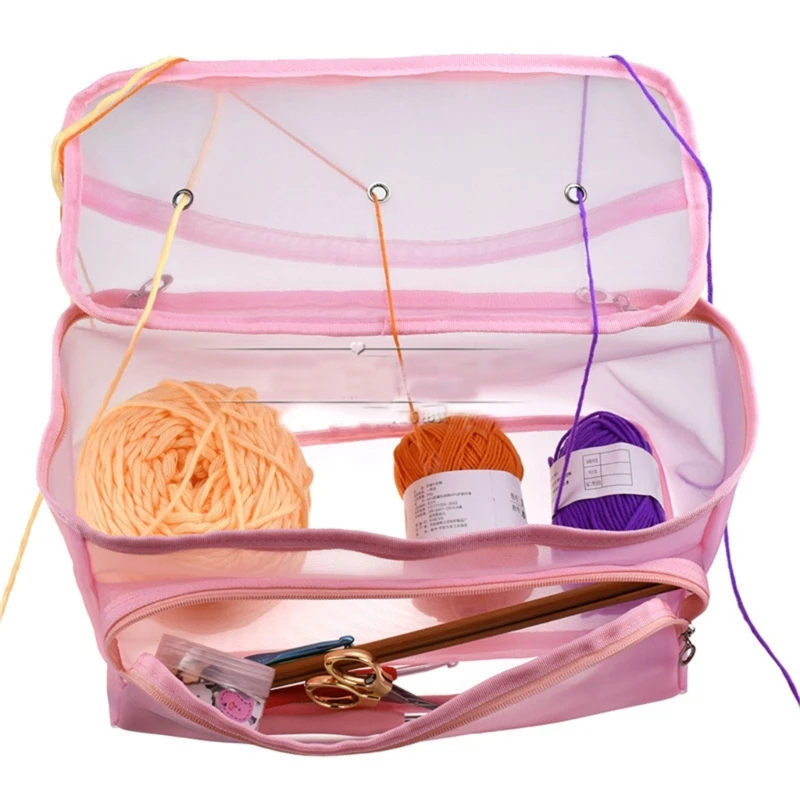 Yarn Storage Case Empty Mesh Yarns Drum Knitting Supplies Storage Bag Portable Yarn Ball Organiser Crochet Yarn Bag DXAF