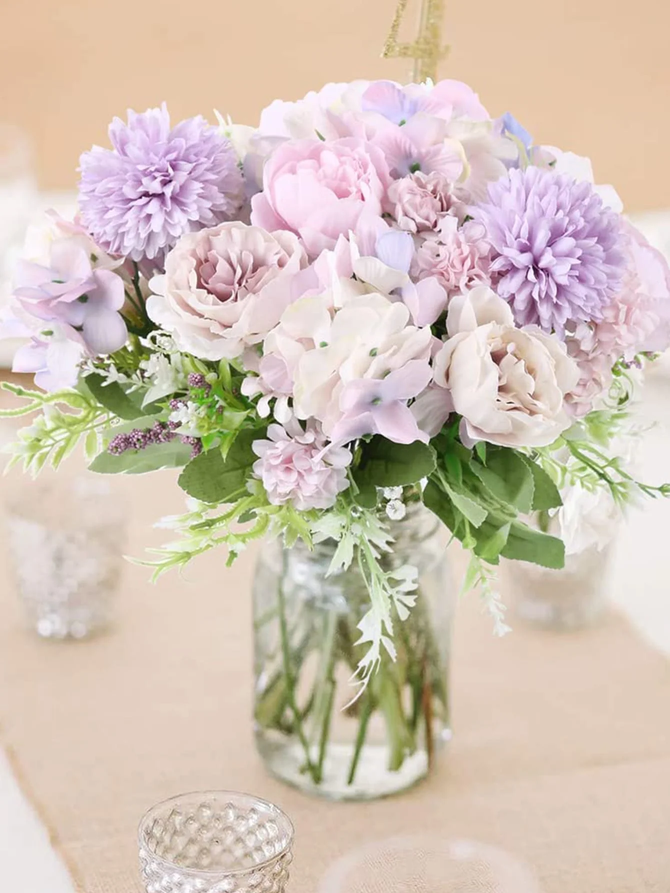 

Artificial Flowers, Fake Peony Silk Hydrangea Bouquet Decor Plastic Carnations Realistic Flower Arrangements Wedding Decoration
