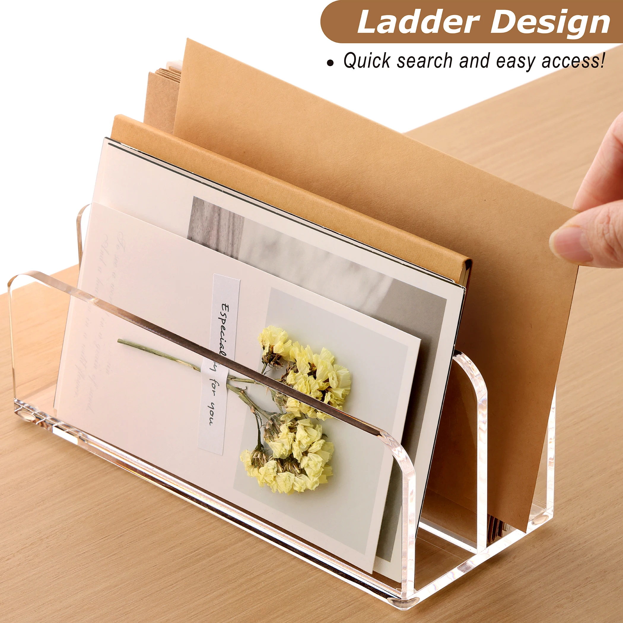 Acryl Mail Letter File Holder Organizer, 2 Secties Clear Countertop Document Notebook Desktop Organizer voor Office Home School