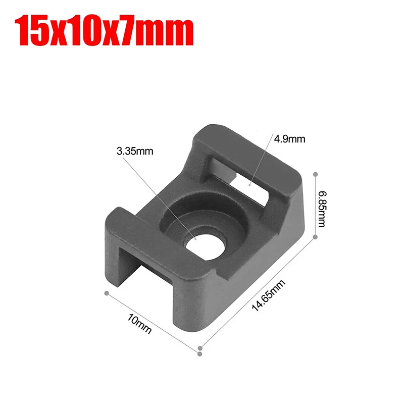 100/200/300PCS Cable Tie Mount Clips Saddle Type Zip Tie Mount Black Wire Base Holder Wire Fixing Clamp Cable Organizer