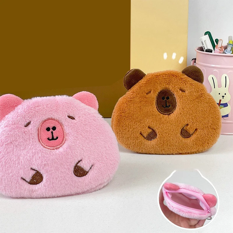 Kreative Capybara Plüsch Geldbörse Mode Kawaii Mini Lagerung Tasche Schlüsselbund Cartoon Taschen Anhänger Dekoration Geschenke