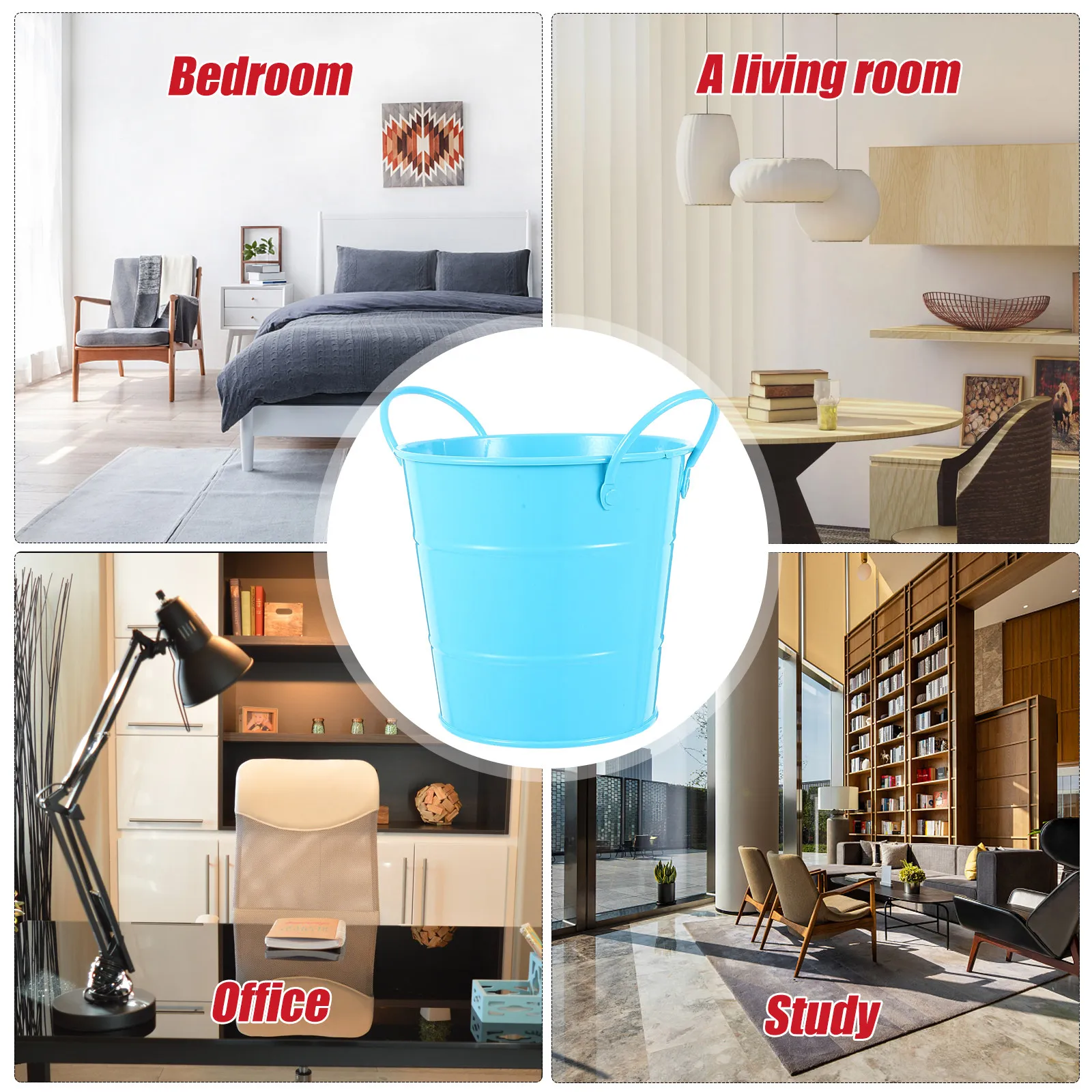 Metal Bucket Pen Holder Small Contemporary Desk Organizer Pencil Cup for Office Brush Sundries Container Desk Trinkets